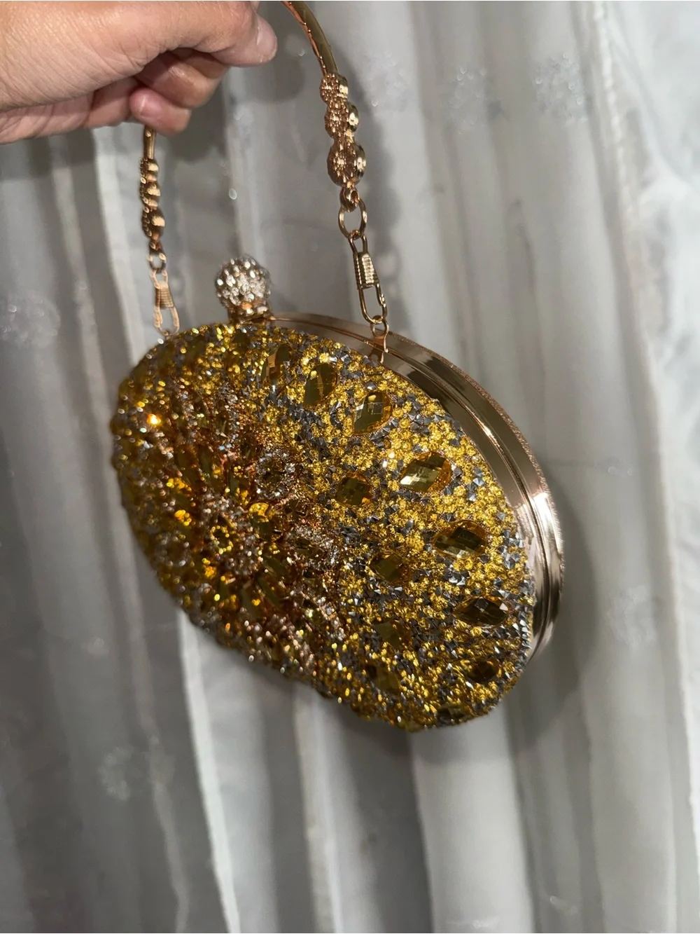 Brand new Yellow and gold beaded and blinged out purse